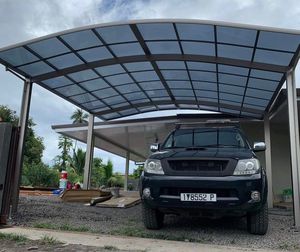 <span class=keywords><strong>Abri</strong></span> de voiture moderne en alliage d'aluminium pour 2 véhicules avec toit imperméable, durable et facile à assembler - Product Image 1