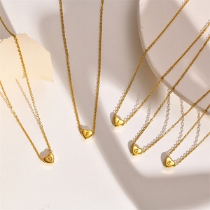 Collar con Colgante de Corazón con Letra Inicial Personalizada, Chapado en Oro, DIY - Product Image 2