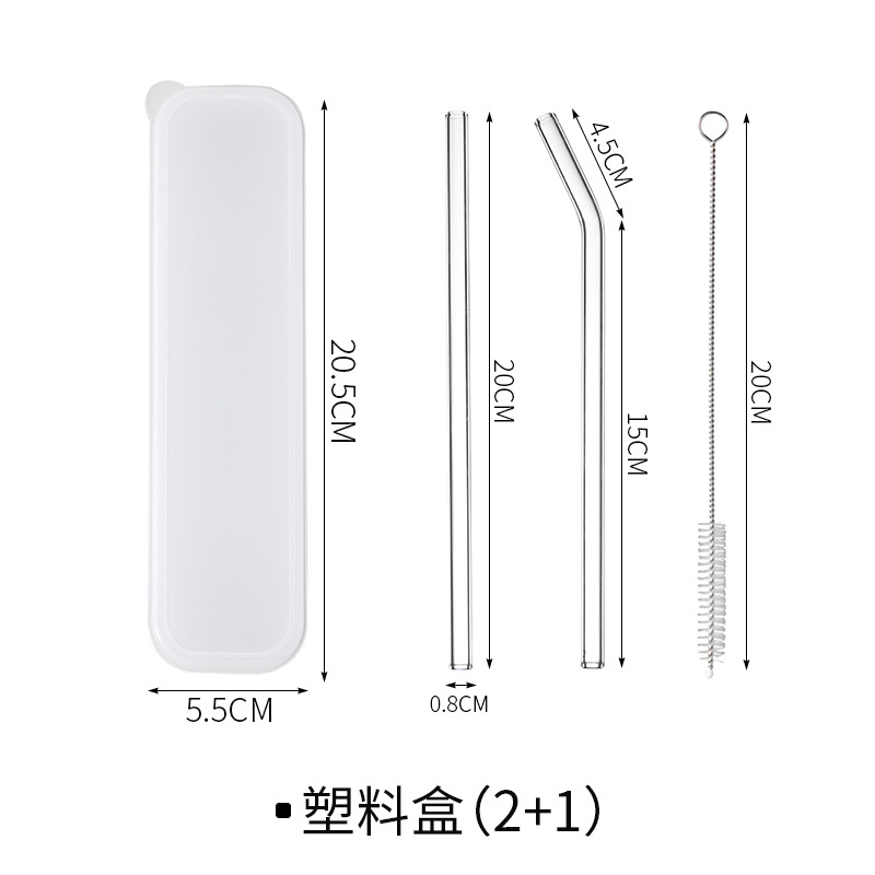 Plastic box - [2 straws, 1 cleaning brush]