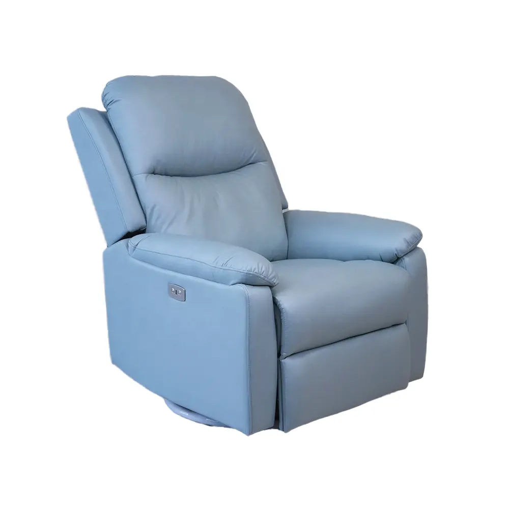 Celeste renk mikrofiber uzanmış sandalye Modern çağdaş tasarım çok fonksiyonlu uzatılabilir döşemeli sentetik deri