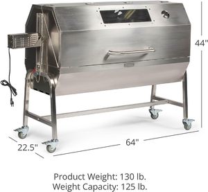 Barbecue à charbon de bois d'extérieur en acier inoxydable 125 lb avec couvercle à capot et fenêtre en verre pour rôtir <span class=keywords><strong>poulet</strong></span>, agneau, cochon, bœuf - Product Image 3