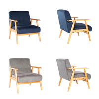 Fauteuil moderne CARLFORD en bois massif avec tissu en daim et bois massif pour salon et chambre à coucher