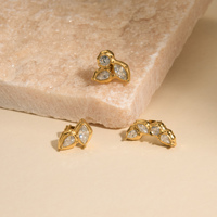 Anting-anting stud MYNECK Unique 18K PVD Gold Plated Stainless Steel OL Blingbling Linglong Zircon, anting-anting fashion VSCO Girl