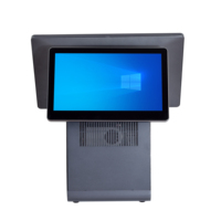 Sistem POS Android Layar Sentuh Ganda 15,6 inci All-in-One Mesin Kasir Logam CPU Quad-Core RAM 2G/4G/8G Penyimpanan 32G/64G Thermal