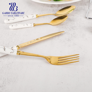 Khuyến mãi nhà bạc 24 cái gốm xử lý Vàng dao kéo muỗng dao nĩa <span class=keywords><strong>Set</strong></span> với sắt đứng - Product Image 4