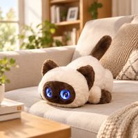 Robot Chat Intelligent IA en Peluche, Détection d'Émotions Empathiques, Chat Vocal, Plus de 10 Yeux LED, Réponse Tactile, Mémoire, CE, Vente en Gros