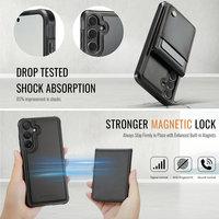 Étui de téléphone portable en cuir artificiel antichoc avec charge sans fil CaseMe pour S25 Edge S16, support magnétique robuste