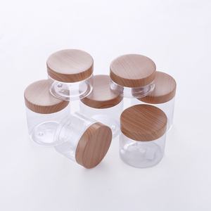 250g 8oz 500ml clear PET Plastic <b>Container</b> Food <b>Storage</b> Ice Cream Jar with Bamboo Wooden Lids - Product Image 6
