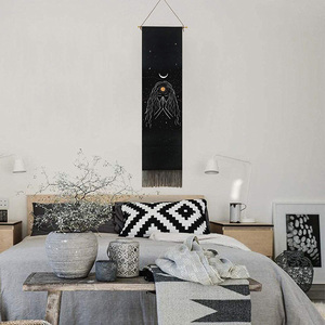 Nueva llegada estrella Luna chica impresión borla larga decoración pared tapiz colgador tela fondo - Product Image 2