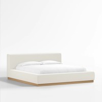 Cadre de lit rembourré en tissu bouclé moderne, lit plateforme en tissu doux avec base en bois pour chambre à coucher, hôtel, appartement, meubles