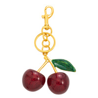 Porte-clés en plastique cerise pour femmes, motif cercle doré coloré, sérigraphie, cadeau d'anniversaire et de Noël