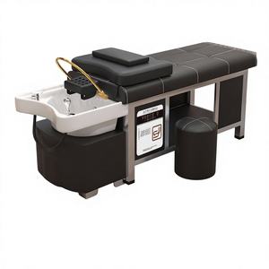 Lavabo in Ceramica con Lettino per <span class=keywords><strong>Shampoo</strong></span> in Acciaio Inox, Terapia della Testa con Circolazione d'Acqua, Risparmio Energetico, Acqua Calda, Design Moderno per Salone di Parrucchiere - Product Image 1