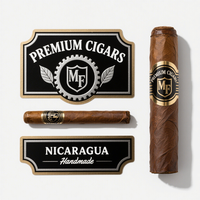 Étiquettes de cigares personnalisées de l'entreprise Sticker Company, étiquettes de bande de cigare personnalisées en relief 3D dorées