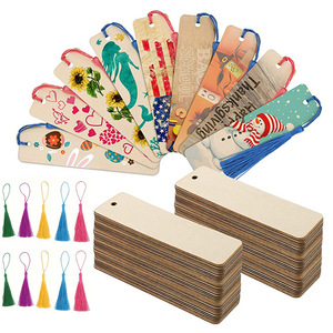 Marcapáginas de madera en stock, marcapáginas de madera con borlas, etiquetas colgantes en blanco, etiquetas para la parte posterior de la página, marcapáginas y etiquetas de estilo antiguo para bricolaje. - Product Image 1