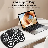 Ensemble de batterie électronique portable tambour roulé à la main 9-pad Interface MIDI prend en charge les jeux DTX ensemble de batterie cadeaux avec pédales de baguettes