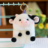 Porte-clés en peluche personnalisé en forme de vache, renard, chat, souris, éléphant, ornement de sac, vente en gros, ODM, OEM, logo, cadeau d'anniversaire