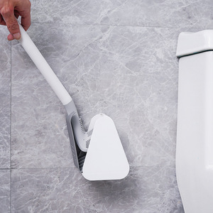 Nouvelle brosse de toilette en caoutchouc souple brevetée, brosse de nettoyage de toilettes murale sans angle mort avec base - Product Image 3