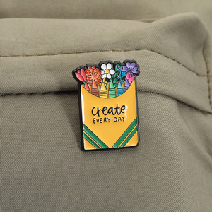 Broches de Esmalte con Impresión UV, Hermosos Diseños Florales y de Crayón, Insignias para Camisas y Solapas, Joyería de Moda, Regalo al por Mayor - Product Image 3