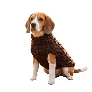Pull pour <span class=keywords><strong>chien</strong></span> en tricot torsadé marron chocolat <span class=keywords><strong>fait</strong></span> <span class=keywords><strong>main</strong></span>, col roulé, pull chaud pour animaux de compagnie, <span class=keywords><strong>manteau</strong></span> d'hiver pour chiots de petite et moyenne taille - Product Image 3