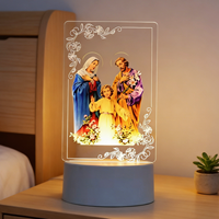 Lampe de nuit LED en acrylique 3D en gros, Jésus chrétien, Vierge Marie, mini lampe alimentée par USB, blanc chaud, décoration pour bébé, cadeau de faveur