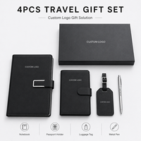 Ensemble cadeau d'affaires personnalisé avec logo : carnet, porte-passeport, étiquette de bagage, stylo métallique, coffret cadeau pour employés pour conférences d'entreprise