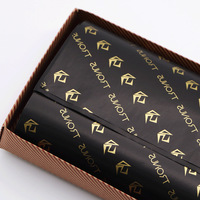 Emballage cadeau en tissu imprimé personnalisé 17 g/m² feuille noire Logo avec logo blanc Emballage en papier cristal pour vêtements et chaussures