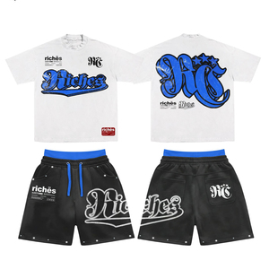 Relaxed Fit Streetwear Summer Cotton Two Piece Outfit for Daily Wear Men Casual T Shirt and Shorts <b>Set</b> In Wholesale Price - Product Image 2