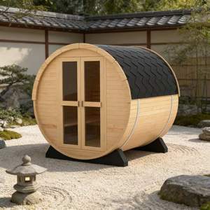 Sauna à vapeur cylindrique en hemlock haut de gamme pour l'extérieur avec système de <span class=keywords><strong>contrôle</strong></span> de la vapeur avancé - Product Image 6