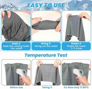 Serviette rafraîchissante en microfibre à séchage rapide pour le sport, la gym, la course, la randonnée, le yoga – Douce, respirante, effet glace, carrée, noire unie, pour adulte - Product Image 4