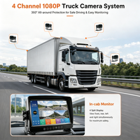 Système de surveillance pour camion 9 pouces 4 canaux avec alerte IA BSD, caméra de recul 1080P, vision nocturne couleur, enregistrement en boucle sur carte SD, étanche IP68