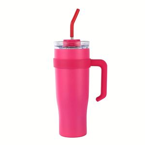Gobelet de voyage isotherme en acier inoxydable à double paroi avec poignée et paille, isolation thermique de 6 à 12 heures, vente en gros - Product Image 5