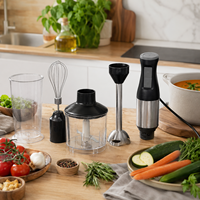 Mixeur Électrique Multifonction 4-en-1 avec Gobelets, Mini Hachoir Commercial et Mixeur Plongeant pour Cuisine et Usage Domestique