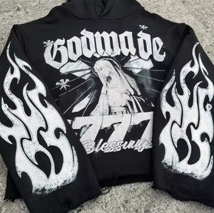 <span class=keywords><strong>Rabal</strong></span> personalizado 3D Puff impresión Logo Streetwear Vintage peso pesado algodón gráfico Sudadera con capucha de gran tamaño - Product Image 3