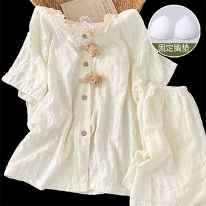 超大女士2件套睡衣可爱短袖居家服务套装女孩睡衣大码加大码 - Product Image 1
