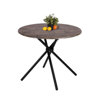 Table basse noire de style industriel, ronde, en bois, vintage, de couleur marron, pour cuisine, salon, salle à manger, modèle