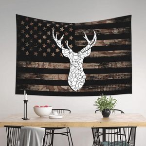 Tapisserie murale en polyester à motif tête de cerf Black Flag, imprimée, lavable en machine, décoration murale, art mural, vente en gros, lavage à la main - Product Image 3