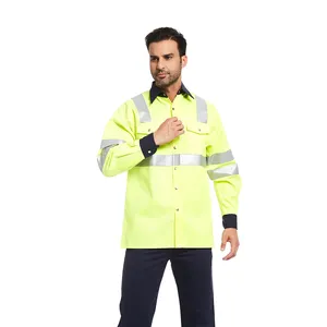 Roadway baju Reflektif keamanan Hi Vis pakaian kerja luar ruangan kemeja kerja industri kemeja konstruksi jalan
