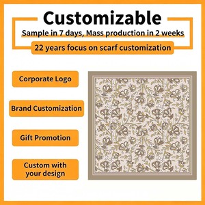 Ethnic Floral Vine Digital Print <b>Scarf</b> 70*70cm Polyester Satin <b>Square</b> Neck <b>Scarves</b> for Women All-Season Styling & Gifting - Product Image 5