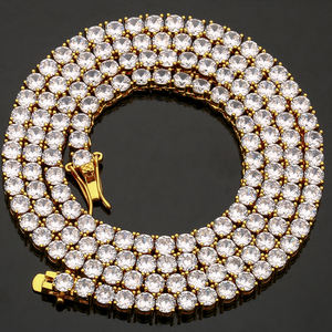 Vente en gros Collier chaîne tennis en zirconium plaqué or 18 carats Bijoux tendance style hip-hop pour hommes femmes Cadeau parfait en cuivre - Product Image 1
