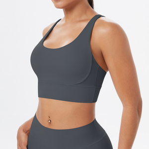 Sujetador deportivo de yoga para <span class=keywords><strong>mujer</strong></span>, de alta calidad, lencería deportiva sexy con tirantes, transpirable, para correr, fitness, color liso - Product Image 5