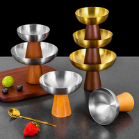 Gobelet à glace en acier inoxydable 304, gobelet à dessert en bois de noyer, passe au lave-vaisselle, logo personnalisé pour hôtel, café, vente en gros, OEM, ODM