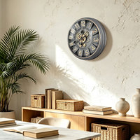 Horloge murale de luxe arabe de 18 pouces, couleur bronze doré gris antique, pour la décoration de la maison, horloge à aiguilles à quartz à face unique, CE RoHs