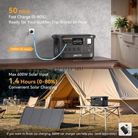 Station d'alimentation portable F1000LFP 950Wh LiFePO4 1500W, 110V/220V/230V, alimentation extérieure pour lampes de camping et éclairage d'urgence