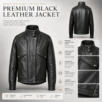 Fabricant de vestes en cuir PU pour hommes OEM ODM, veste de motard noire à col montant, veste décontractée streetwear