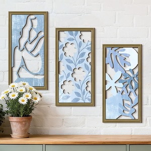Abstract Hollowed Out Wooden <b>Wall</b> Hanging Decoration <b>Framed</b> Floral Art Home Decor Zhejiang Boxwood - Product Image 1