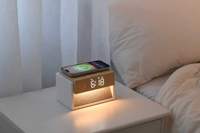 Chargeur sans fil magnétique 15W avec veilleuse et lumière de réveil à bruit blanc