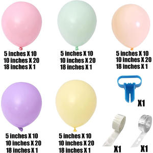 Ensemble de 158 pièces de ballons macaron faits à la main guirlandes de fleurs et arc pour les fêtes d'<span class=keywords><strong>anniversaire</strong></span> de bébé décorations jetables - Product Image 5