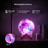 Lampe LED Ciel Étoilé, Lampe Lune 3D, Veilleuse Créative Certifiée CE, Alimentée par Batterie, PVC, Festival Qixi, Festival de la Mi-Automne