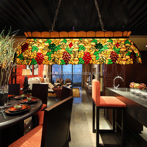 Lámpara de Araña Rectangular de 48 Pulgadas con Diseño de Uvas, Hecha a Mano con Vidrio Teñido, para Comedor, Bar, Hotel, Iluminación y Decoración, Tamaños Medianos - Product Image 3