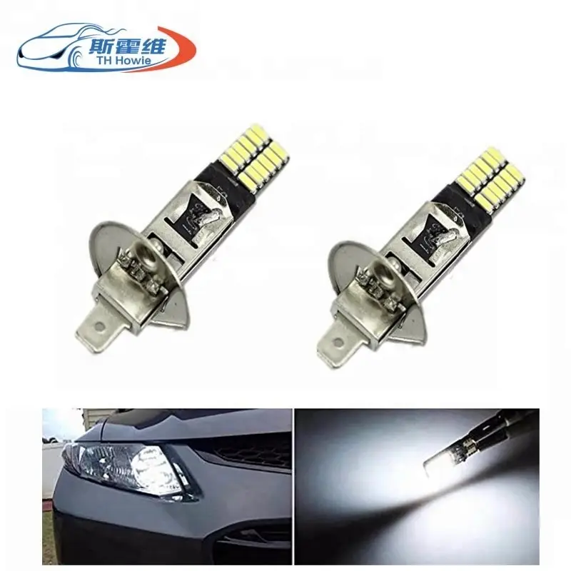 Lâmpada de farol de led para veículo, h1, canbus, 4014, 24 smd, farol de carro, dc 12v, luz branca, sem erro, farol automotivo